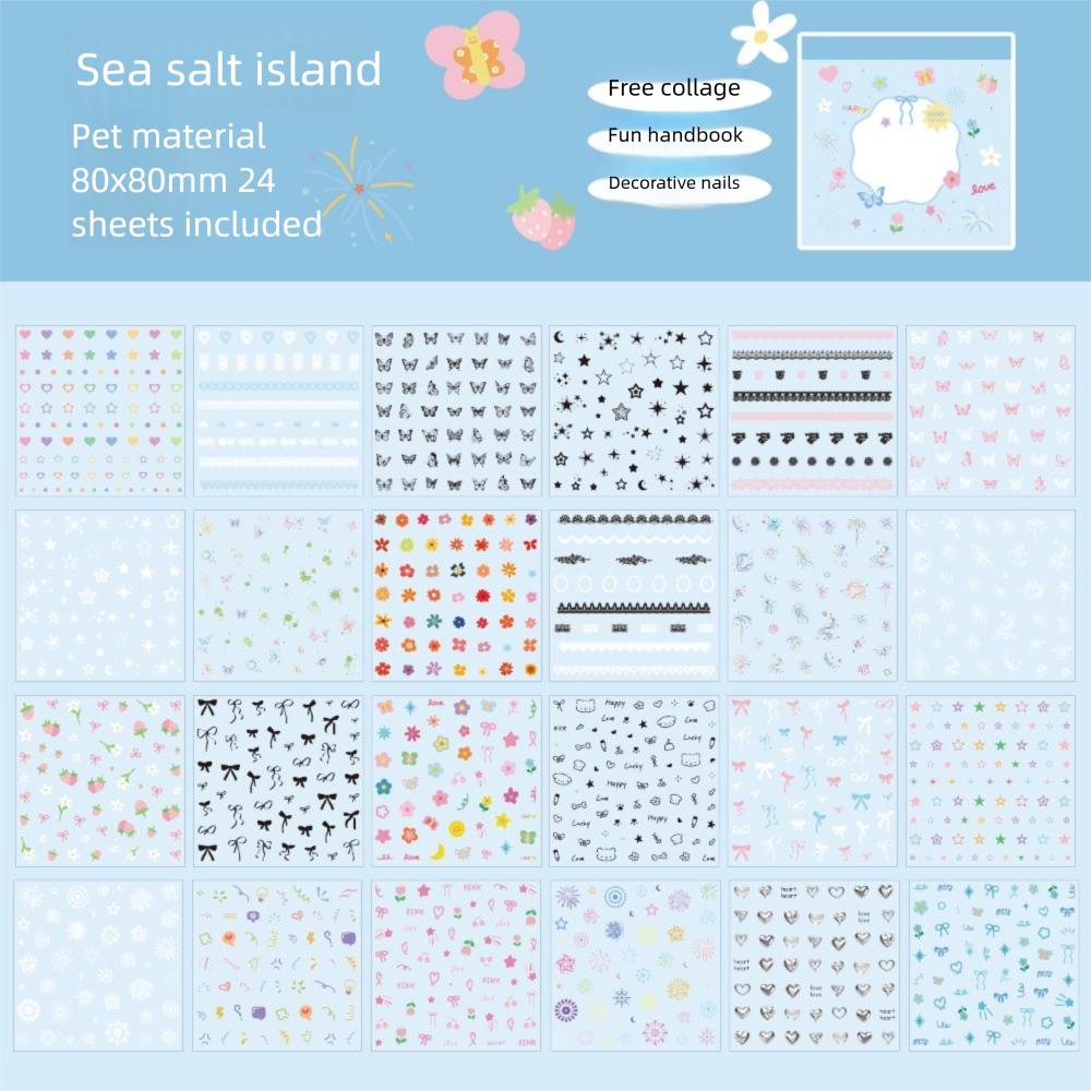 

24pcs Self Adhesive Cup Stickers DIY Decal Nail Art Sticker For Nail Art Decoration синій