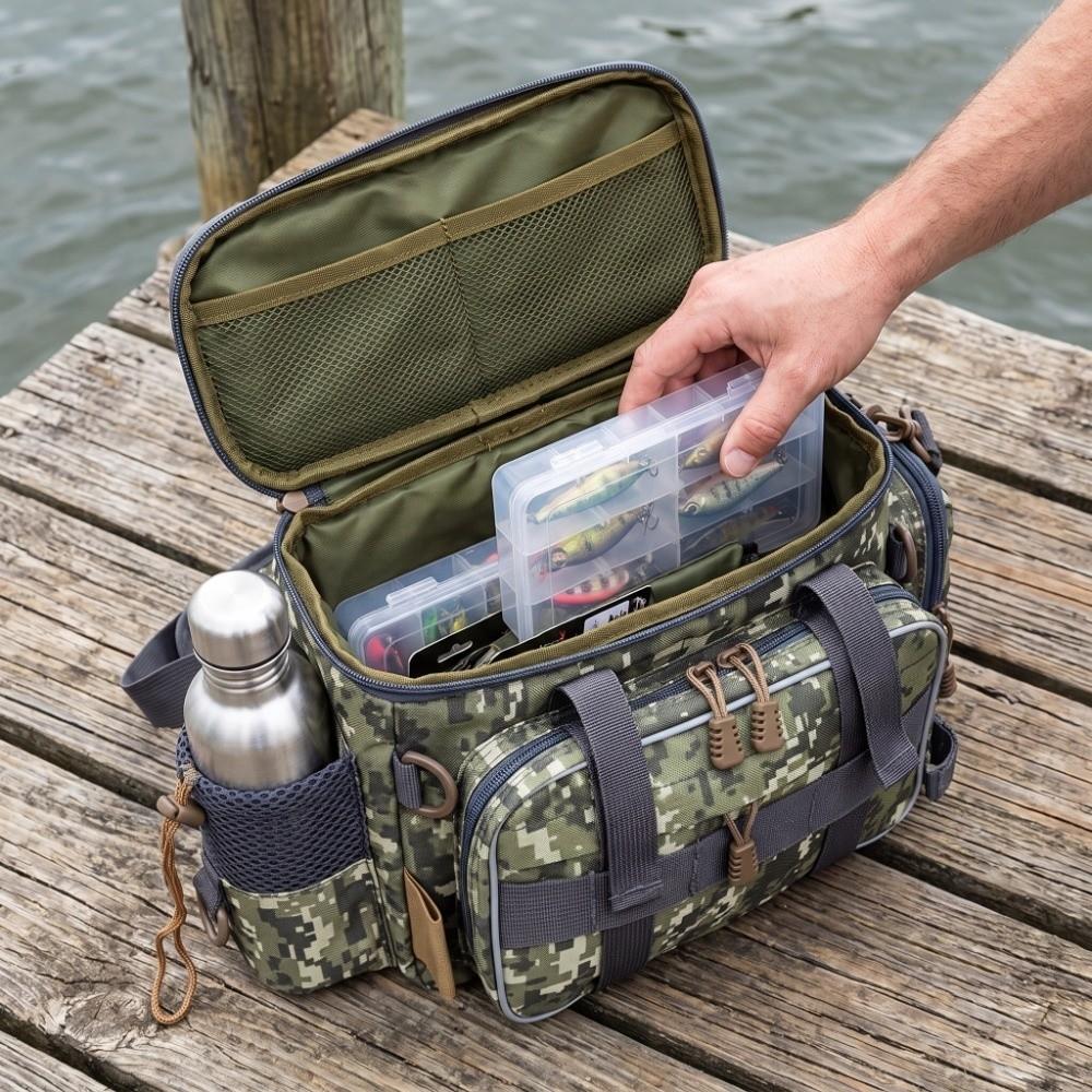 Non-Slip Strap Fishing Shoulder Bag Large Capacity Fishing Tackle Bag  Saltwater Fishing
