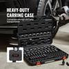 3/8" Drive Impact Socket Set, 90 Piece Socket Set SAE 1/4"-3/4" and Metric 6-19mm, 6 Point Cr-Mo Alloy Steel for Auto Repair, Includes Extension Bars