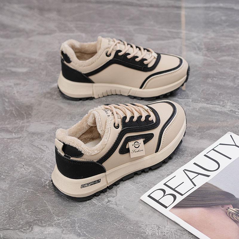 Winter new velvet cotton sneakers ins soft sole non-slip casual warm cotton shoes A