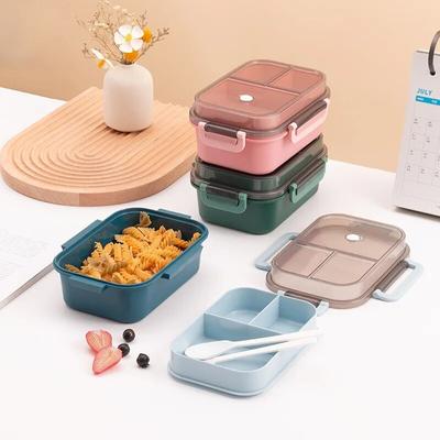 Portapranzo Portatile Sigillato a 2 Scomparti a Griglia Adatto al Microonde Riscaldabile Contenitori per Alimenti per Frutta Studenti Personale d'Ufficio con Forchette Cucchiai