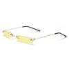 XaYbZc Narrow Sunglasses Rimless Rectangular Sun Glasses For Men Women Small Face Summer Red Blue Black