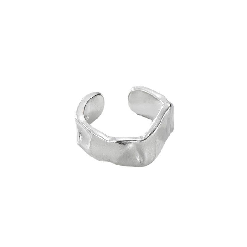 S925 Sterling Silver Wave Texture Ring - Women's Simple Retro Jewelry