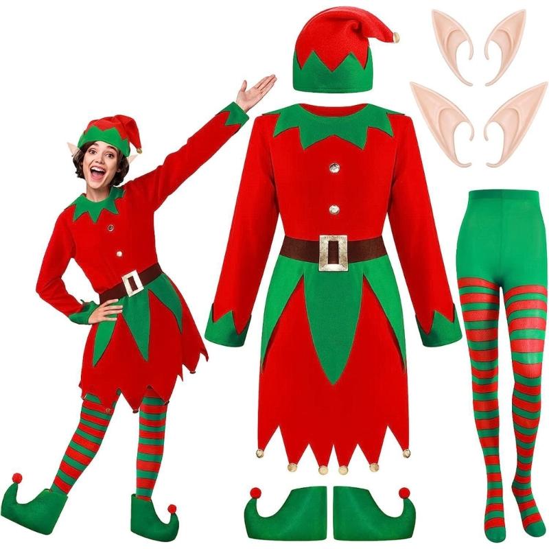Kostüm Kostüm Herren Damen Weihnachtself Kostüm Elfenhut mit Ohren