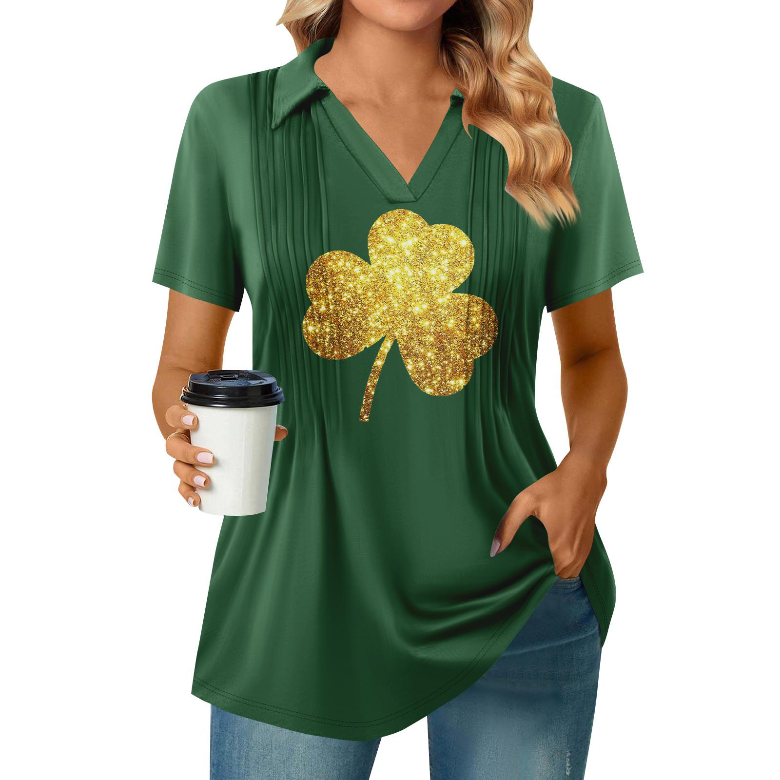 

Женская плиссированная футболка с V-образным вырезом и короткими рукавами с принтом подсолнухов, повседневная деловая рубашка XXL