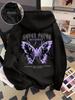 Women Butterfly Print Pattern Hoodie Unisex Autumn Winter Fleece Oversized Hooded Everyday Outdoors Hoodie for Any Occasion