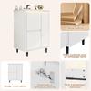 61*46.5*87cm, Freestanding Bathroom Washstand, Lacquered Surface, Integrated Ceramic Basin, Soft-Close Hinges, Two Drawers, High Foot Design, White.