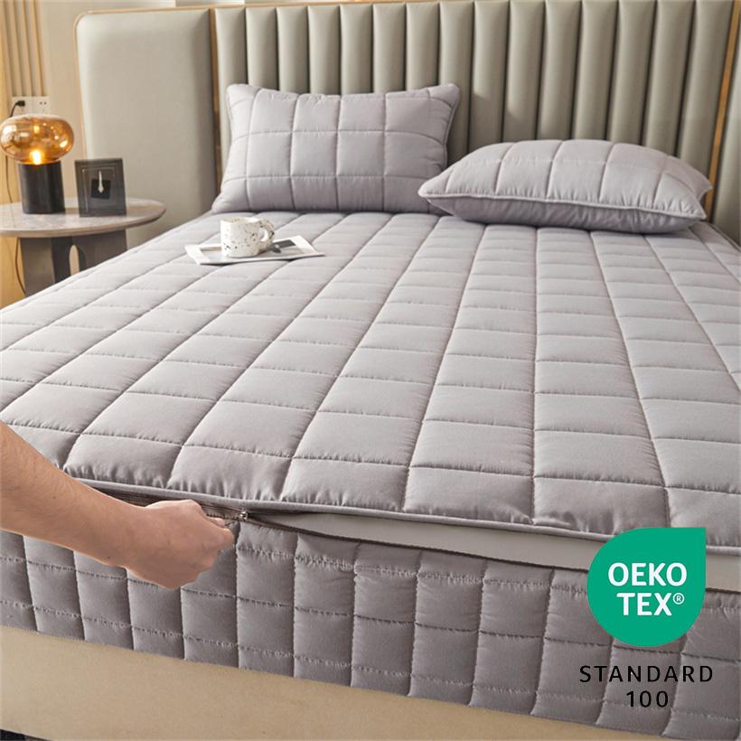 5-Sides Fuffy Enclosed Mattress Cover with Zipper Dust-Proof Fitted Sheet for Double Queen King Bed Thicken Mattress Protector