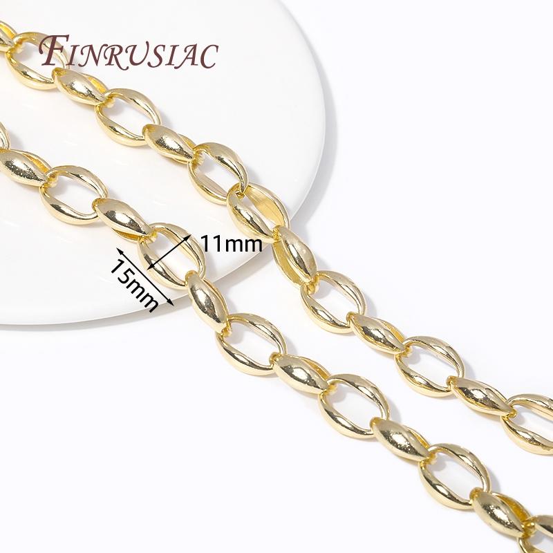 14K Gold Plated Brass Metal Thick Wide Big Chains For Making Necklace Accessories DIY Jewelry Making Chains Multi Styles