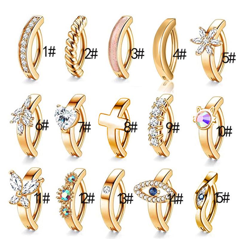 Cross -Border European And American Light Navel Rings Inlaid Diamond -Style Belly Button Buckle Human Puncture Jewelry
