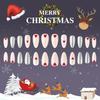 24 Pcs Elk Full Cover Stick On Nails Artificial Nails Medium Almond False Nails Christmas Press On Nails for Woman Girls