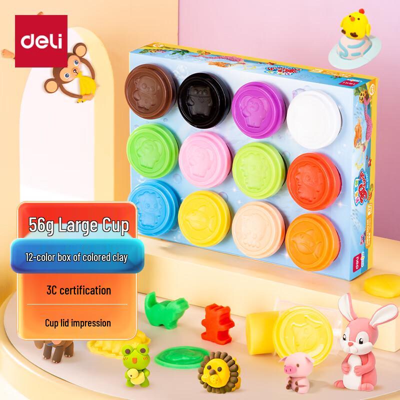 Deli Kids 12-Color Modeling Clay Set