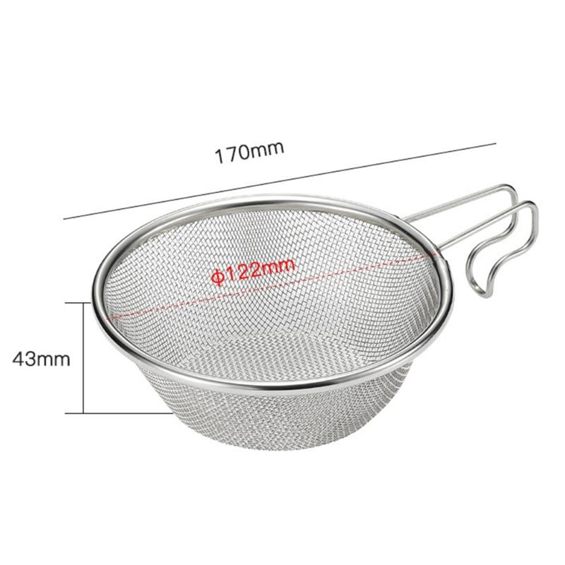 Stainless Steel Colander Stainless Steel Mesh Strainer Camping Supplies for Outdoor Camping Fishing Cooking Tool