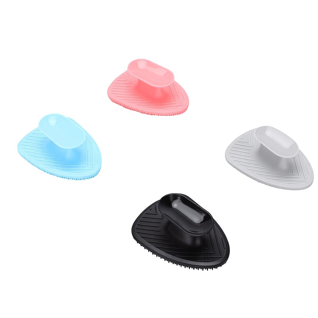 4 Pcs Silicone Face Scrubber Exfoliator Manual Facial Cleansing Brush for Men Deep Pore Cleansing Black Gray Pink Sky