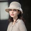 Women Basin Hat Flower Bow Decor Wide Brim Summer Bucket Hat Face-Slimming Outdoor Travel Beach Hat Headwear