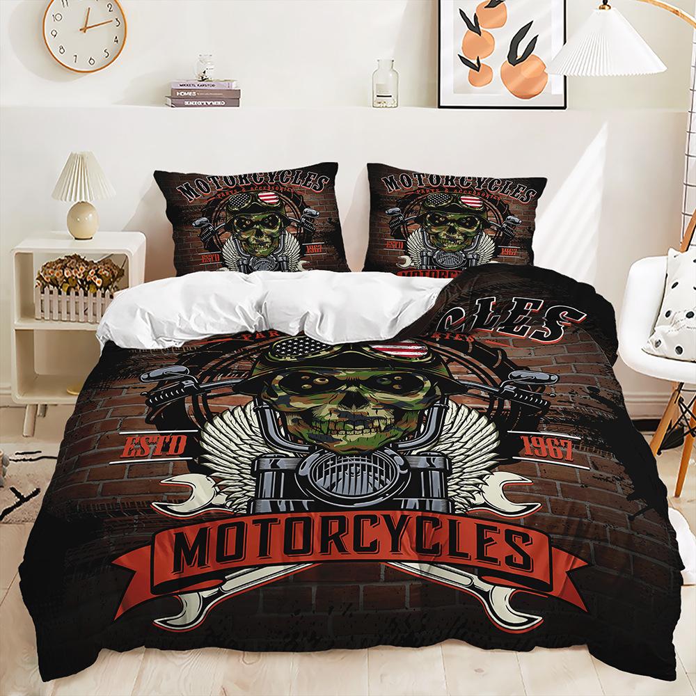 Three-Piece Quilt Cover Gothic Skull Kit Digital Printing Bedding