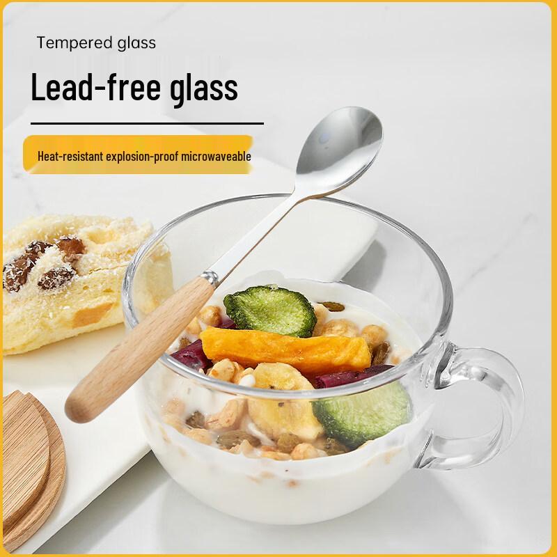 ZISIZ Brown Glass Breakfast Oatmeal Cup