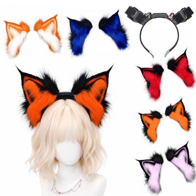 Fluffy Electric Fox Ear Headband Rechargeable Cosplay Headpiece  Anime Accessories