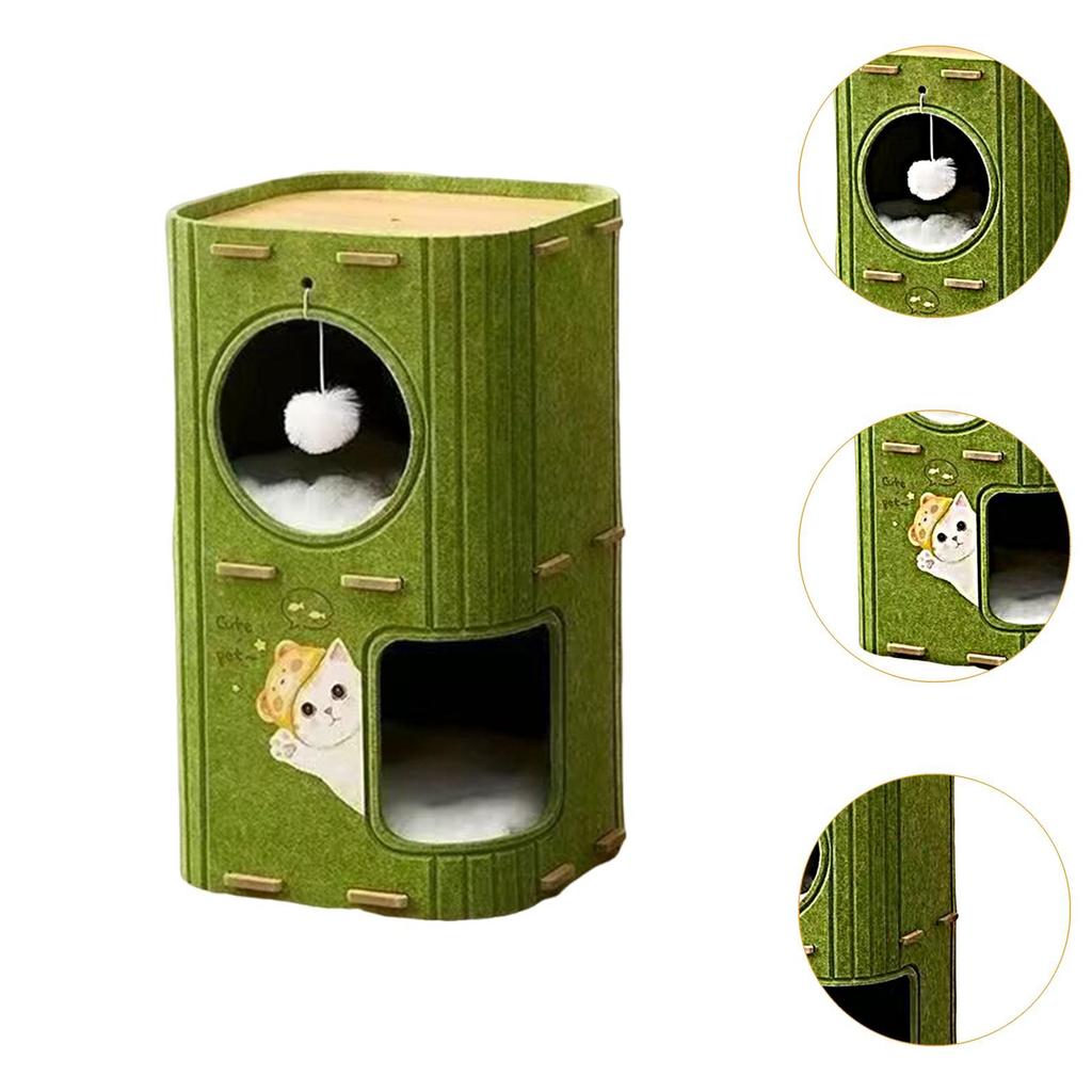 2 Storey Cat Bed Cave Nest Hut Covered Tunnel Condo Cat House Enclosed Bed for Outside Sleeping Indoor Outdoor Cats Kitty Pet
