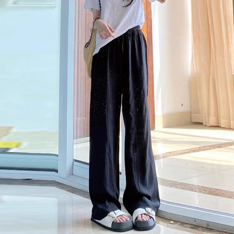 Kalhoty se širokými nohavicemi pro ženy na jaro a léto Tenké S vysokým pasem Zeštíhlující Splývavé Bavlna Len Chladivé Ležérní Ochrana před sluncem Líný styl