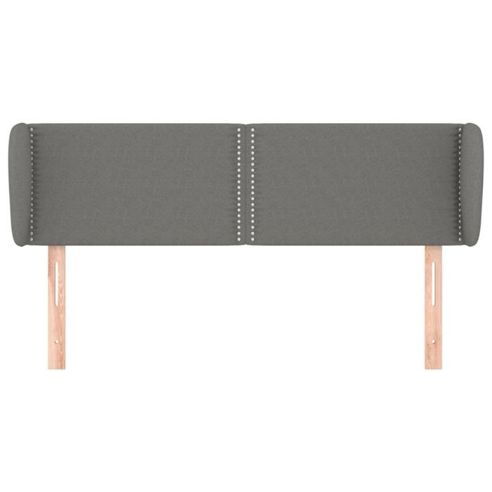 Tête de lit - Avec oreilles - Gris foncé - 147x23x78/88 cm - Hauteur réglable