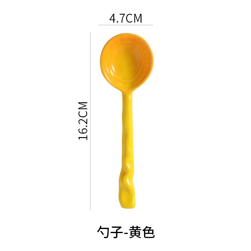 Colorful Ceramic Long-Handled Spoon Creative High-Value Household Small Spoon Drinking Soup Rice Spoon Dessert Spoon Spoon Tableware