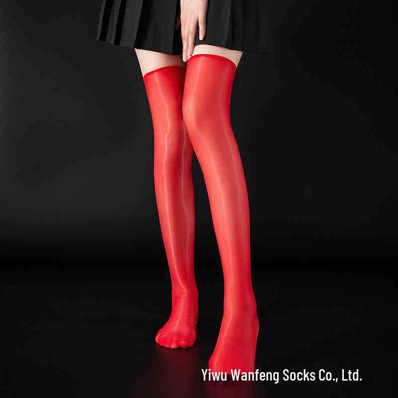 Women's Lace Trim Over-the-Knee Black Stockings with Butterfly Design