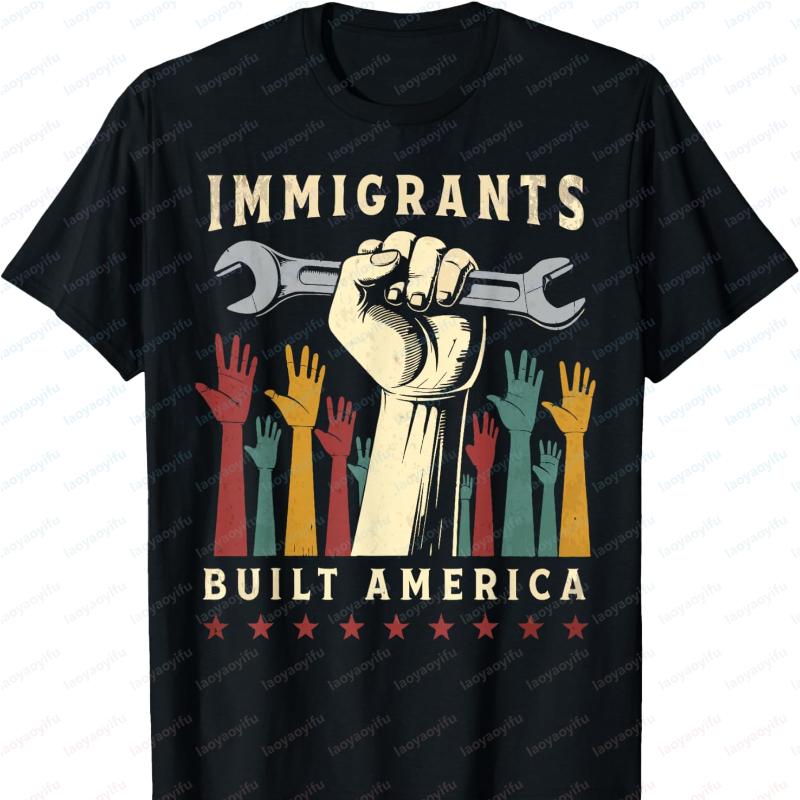 Vintage Immigrant Strength USA Pride TShirt Graphic T Shirts Gothic Aesthetic Clothes Oversized T Shirt Y2k Top Women Clothing