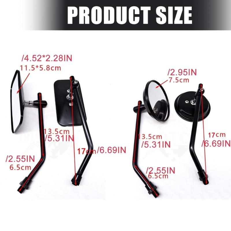 Broad View Retro Style Motorcycle Rearview Mirrors with Easy Installation and Broad View for Safe Commuting Easy Mounting