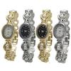 Ladies Bracelet Watch Faux Pearl Oval Dial Watch Women Vintage Quartz Wristwatch Elegant Dress Watch for Party Date