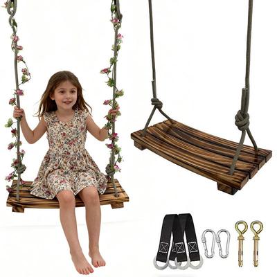 Solid Wood Anti-Corrosion Curved Swing for Children (Indoor/Outdoor)