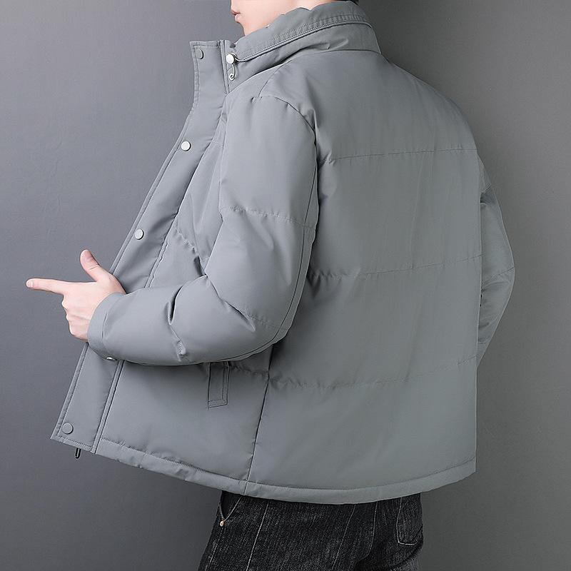Men's Winter Stand-up Collar Cotton Coat Thickened Warm Casual Jacket Cotton Jacket New Style Down Cotton Jacket Half High Collar