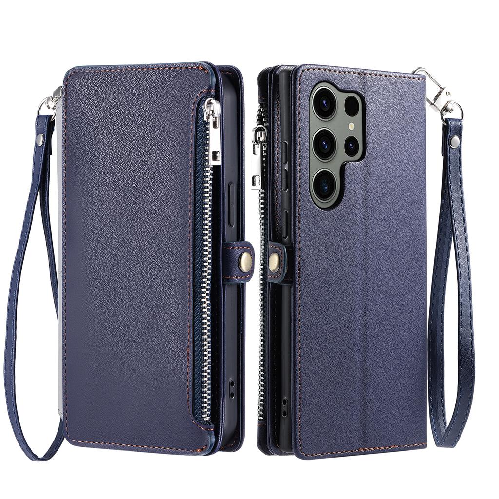 For Samsung Galaxy S26 Ultra Case TPU + PU Leather Wallet Phone Cover with Wrist Strap