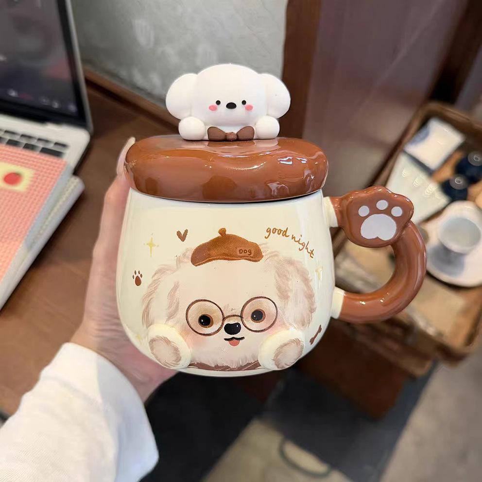 Puppy Mug High Value Ceramic Cup Cute Water Cup Female Couple Home Coffee Breakfast Cup Children