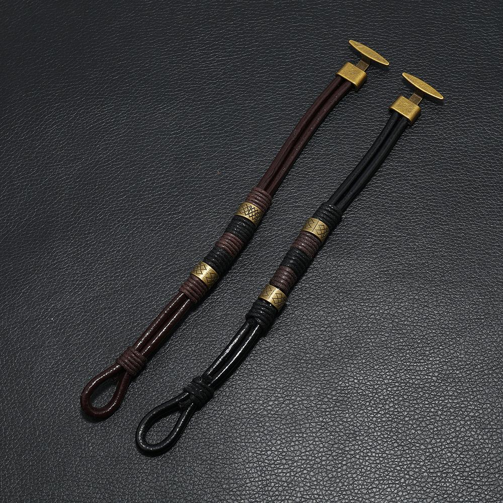 Vintage Mens Leather Bracelet Handmade Weaven Wax Rope Braslet Bangle Accessories Hombre Hiphop Rock Wrap Braclet Gifts For Him