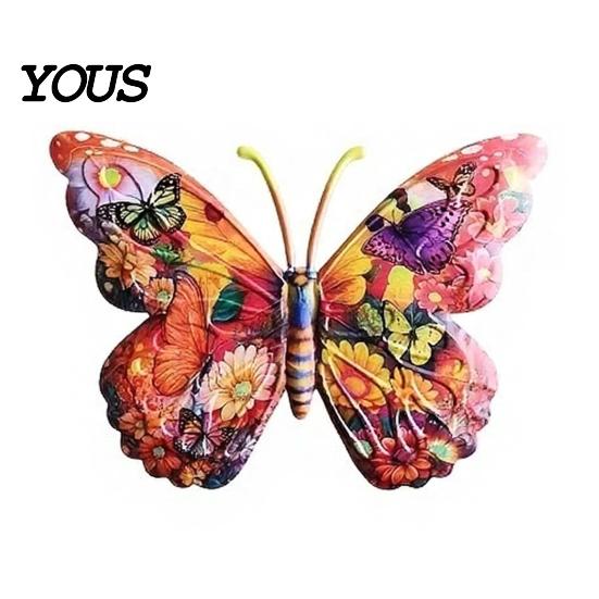 UV Printed Metal Art Butterfly Wall Decor Weather-Resistant Outdoor Use Durable Iron 2D Flat Craftsmanship Craft Hanging Vibrant Colors Easy To Mount