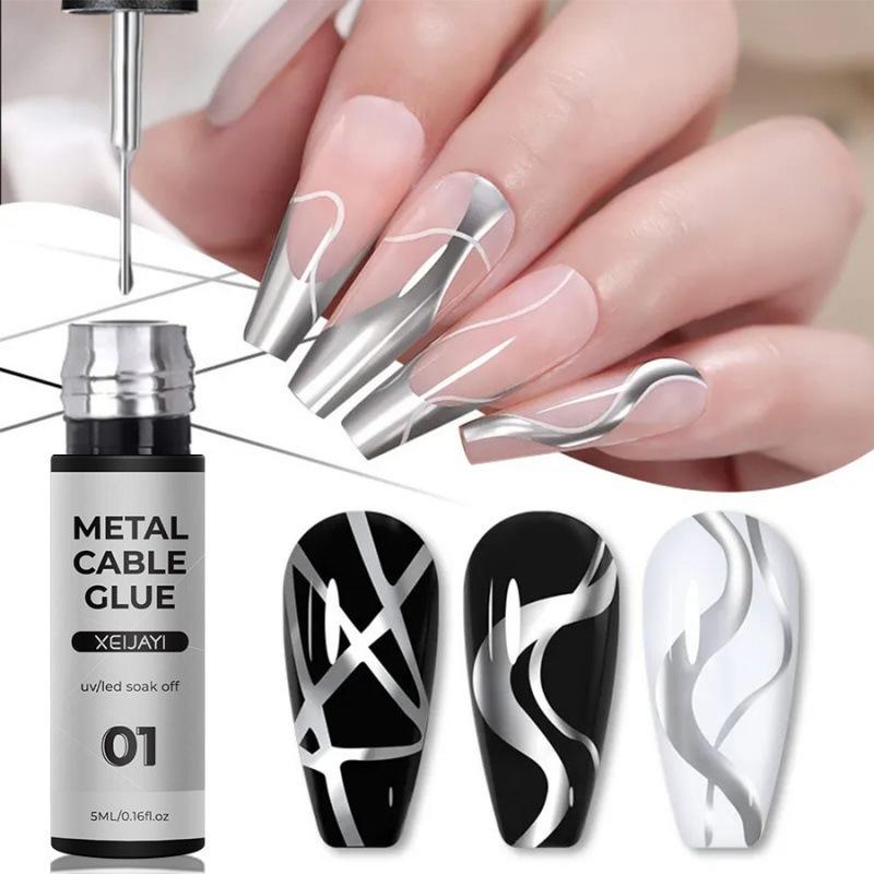 Nail Art Metal Wire Glue Hook Edge Painted High Density Metal Glue Phototherapy Wire Drawing Glue Nail Salon Special