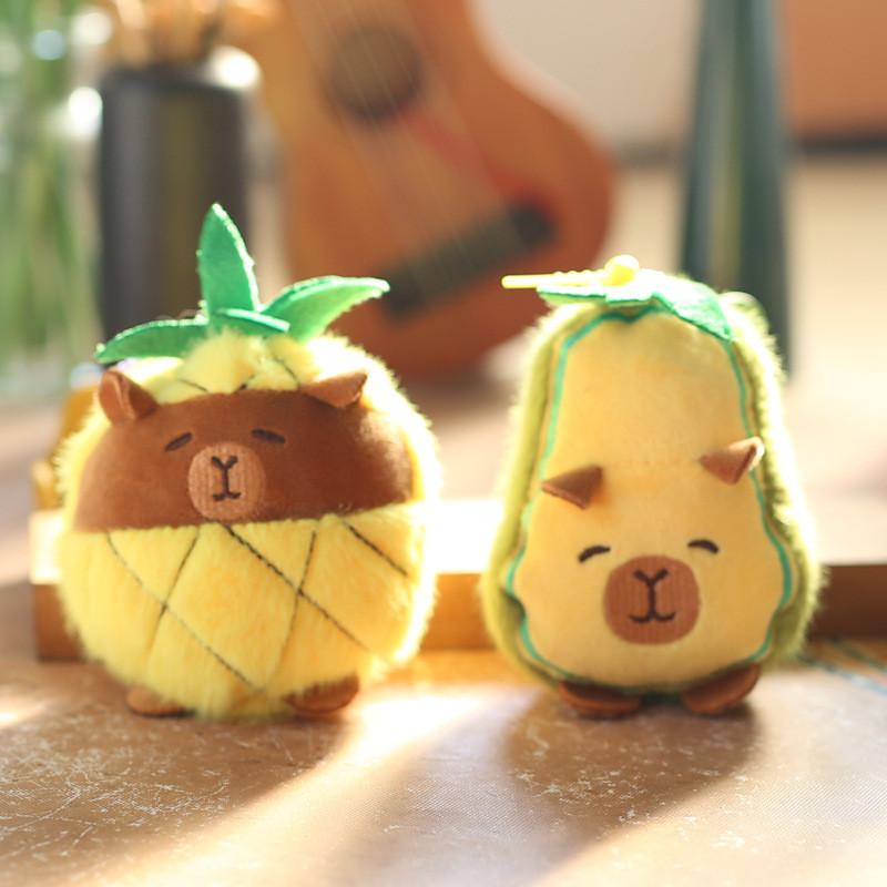 Pineapple Capybara Avocado Plush Doll Cute Pendant For Bag Decoration Gift And