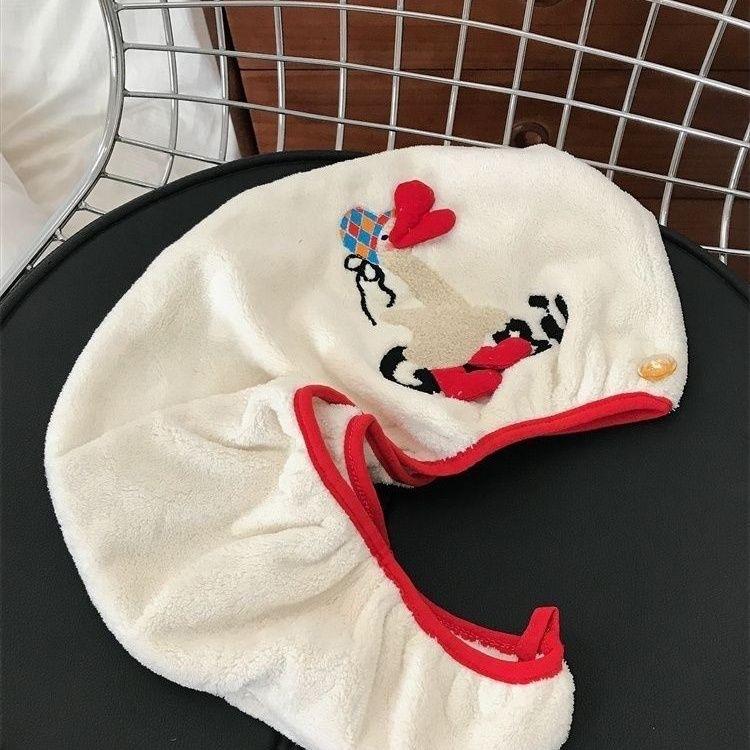 Cute Cartoon Capybara Plush Dry Hair Cap Good Absorbent Quick Dry Coral Velvet Shower Cap for Women Kid Kawaii Girl Hair Towel