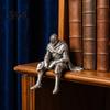 Retro Silver Home Decor 3D Printed Resting Knight Figurine, Edge Sitting Dark Fantasy Small Desktop Art Piece Statue, Medieval Armored Warrior