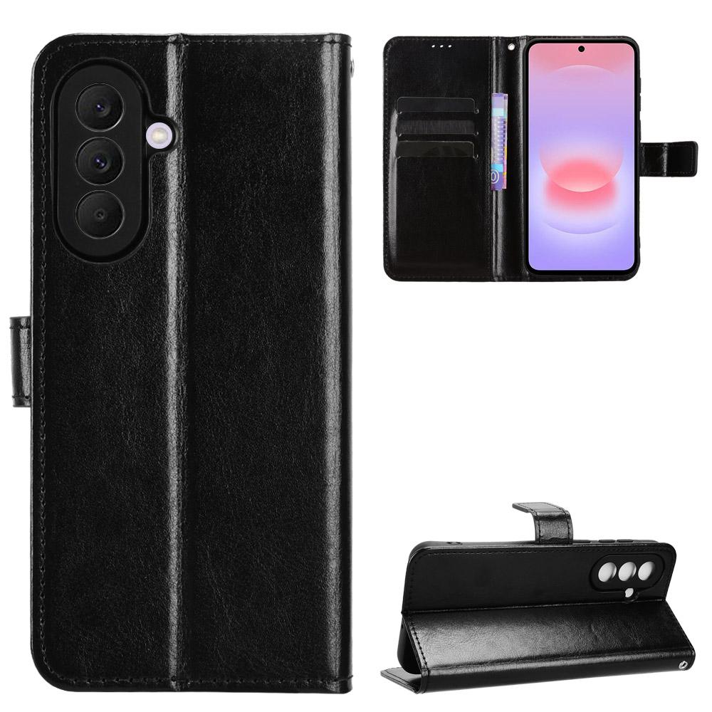 Flip Cases Compatible With Samsung Galaxy A57 Leather Case [Flip Vintage Leather] Shockproof Durable Retro Phone Case for Samsung Galaxy A57 чёрный