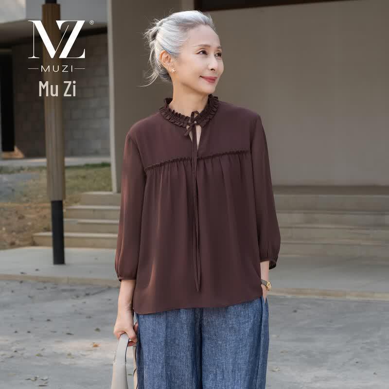 Women s Chiffon Seven-Quarter Sleeve T-Shirt Blouse M