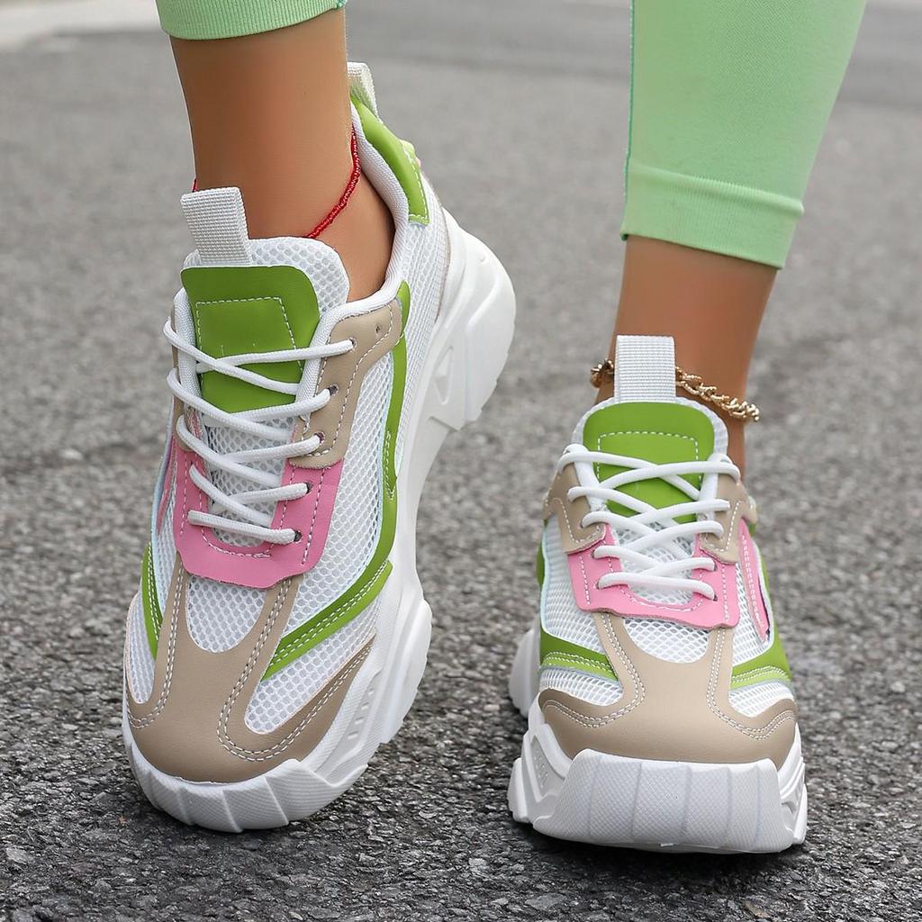 Modische Mesh-Dad-Schuhe für Frühling und Sommer – bonbonfarben, atmungsaktiv, mit dicker Sohle, vielseitige Sport-Sneaker