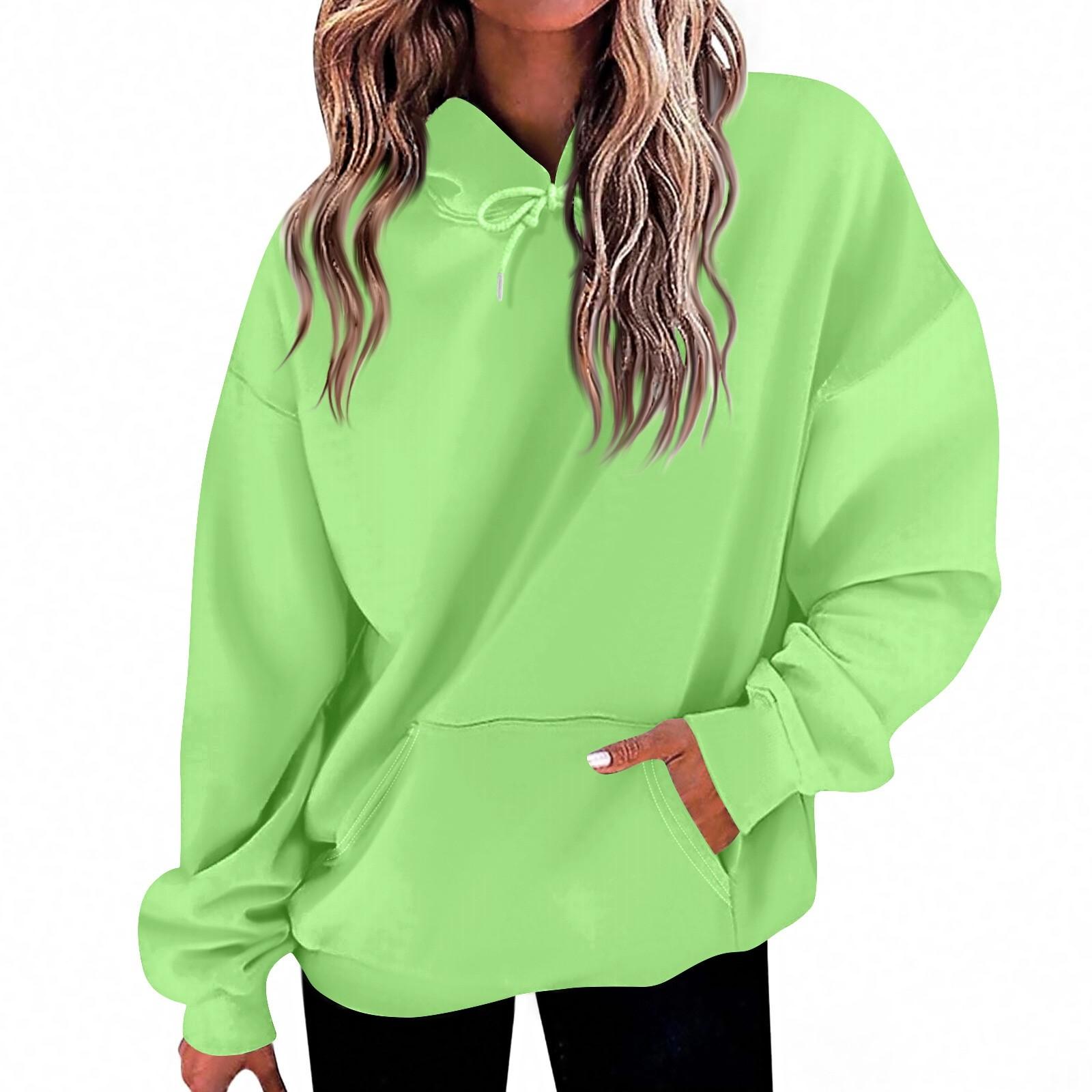 

Women s Fashion Daily Casual Hoodie Long Sleeve Solid Color Top L армія зелений колір