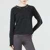 Under Armour Striped Sport Casual Crew Neck Long Sleeve T-Shirt Women Tops Black 1373970-001