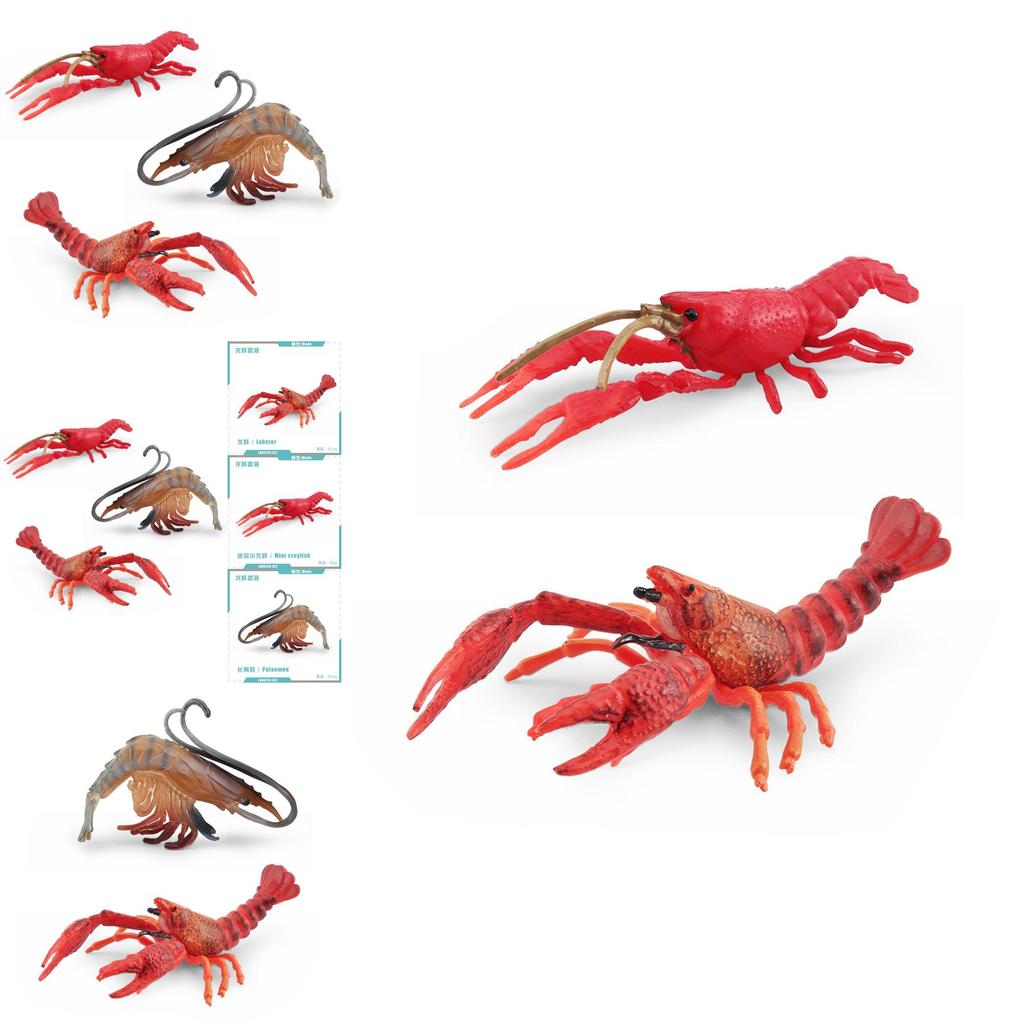 Detailed Plastic Lobster And Shrimp Models For Realistic Aquatic Themed Decor