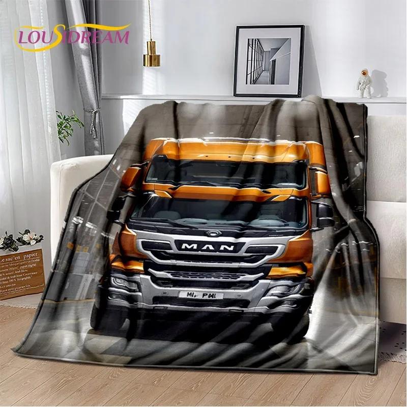 Coperta morbida in flanella 3D con motivo Camion per Letti Camera da letto Divano Picnic, Coperta da lancio per Coprire Tempo libero all'aperto Riposo Regalo