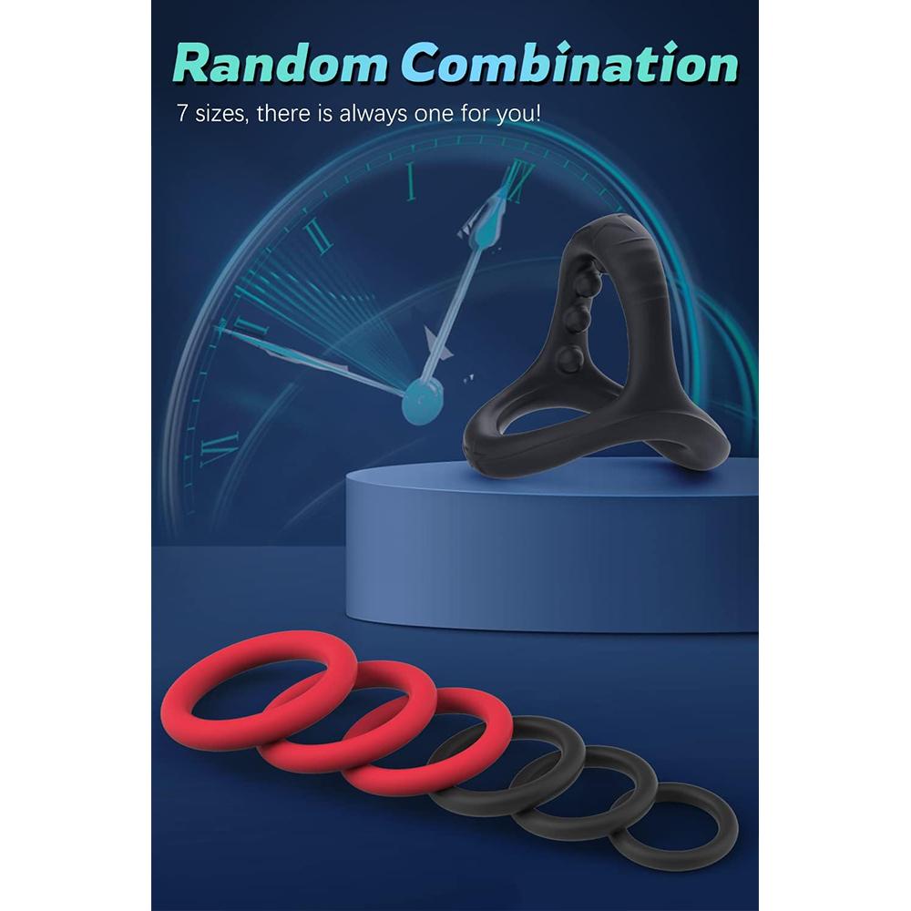 Silicone Penis/Cock Rings Set 7 Sizes - Stretchy Durable Erection Enhancing, Strong Hold for Men & Couples Sex Toys