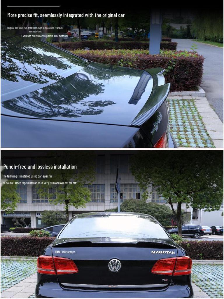 Compatible Volkswagen Magotan B7 Rear Spoiler, Blade Style (2012-2016), No-Drill Easy Install.