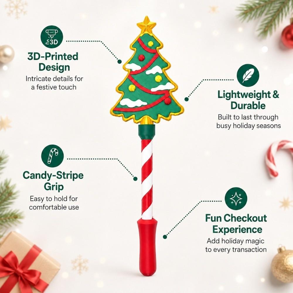3D Printed Christmas Tap Wand Santa Claus Credit Card Tap Prop Tap To Pay Wand Checkout Counter